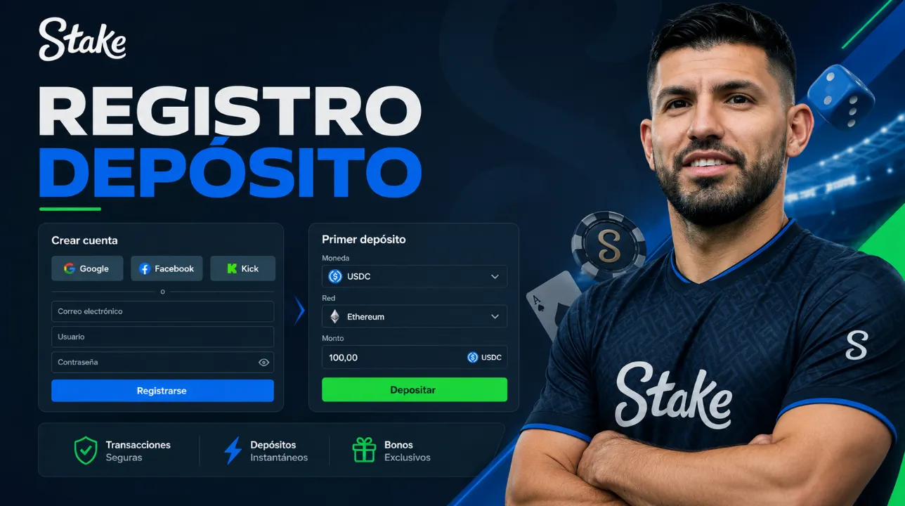 Registro y primer depósito en casino Kun Aguero